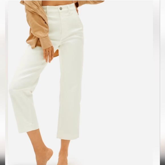 Everlane‎ Cropped Straight Leg Regular Denim Jeans Size 4 White 26X25 Summer - Picture 1 of 14